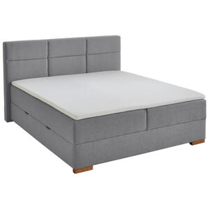 home24 BOXSPRINGOVÁ POSTEĽ, 180/200 cm, textil, sivá