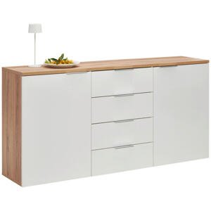 Xora ŠIROKÁ KOMODA, farba duba, biela s vysokým leskom, 180/89/43 cm