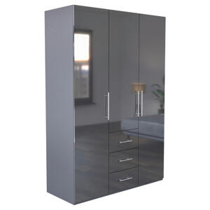 Carryhome ŠATNÍKOVÁ SKRIŇA, antracitová, antracitová s vysokým leskom, 147/219/59 cm