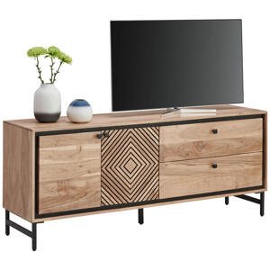 Ambia Home NÍZKA KOMODA, akácia, čierna, farba akácie, 160/65/40 cm