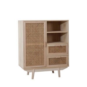 Livetastic ŠIROKÁ KOMODA, paulovnia, ratan, prírodná farba, 70/85/36 cm