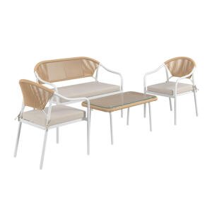 Ambia Garden SÚPRAVA ZÁHRADNÉHO NÁBYTKU 4-dielne, kov, plast, sklo, textil