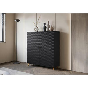 Livetastic VYSOKÁ KOMODA, čierna, 120/130/39 cm