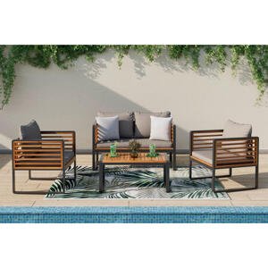 Ambia Garden SÚPRAVA ZÁHRADNÉHO NÁBYTKU drevo, kov, textil